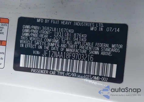 2015 Scion Fr-S z USA, uszkodzony, nr VIN JF1ZNAA18F9703216